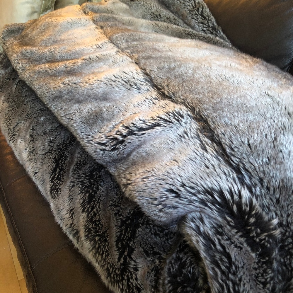 Restoration Hardware Luxe Faux Fur Blanket 80"x96"